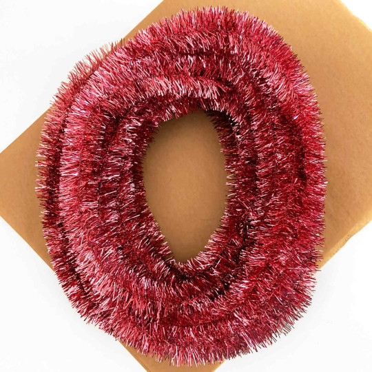 Rose Pink Metallic Wired Tinsel Trim or Garland ~ 7/8" wide ~ 10 meter length
